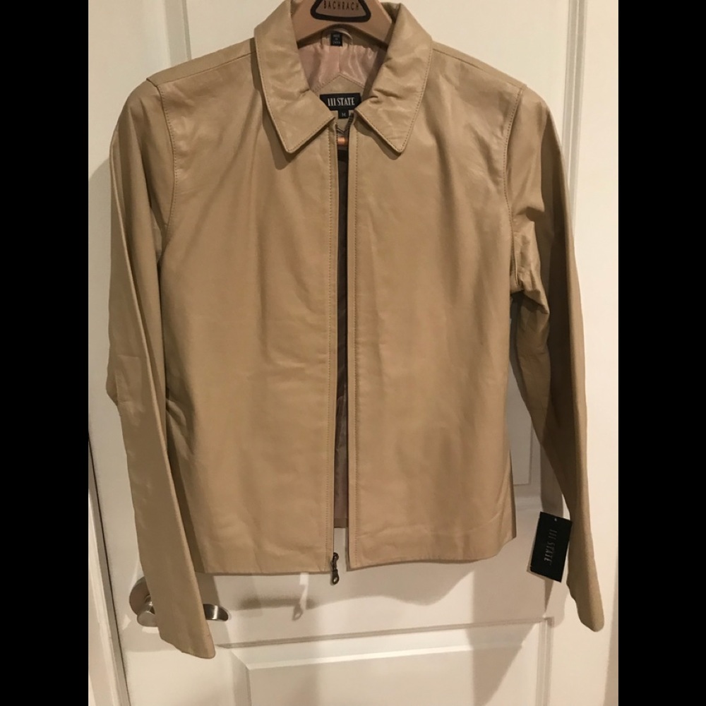 Leather camel jacket